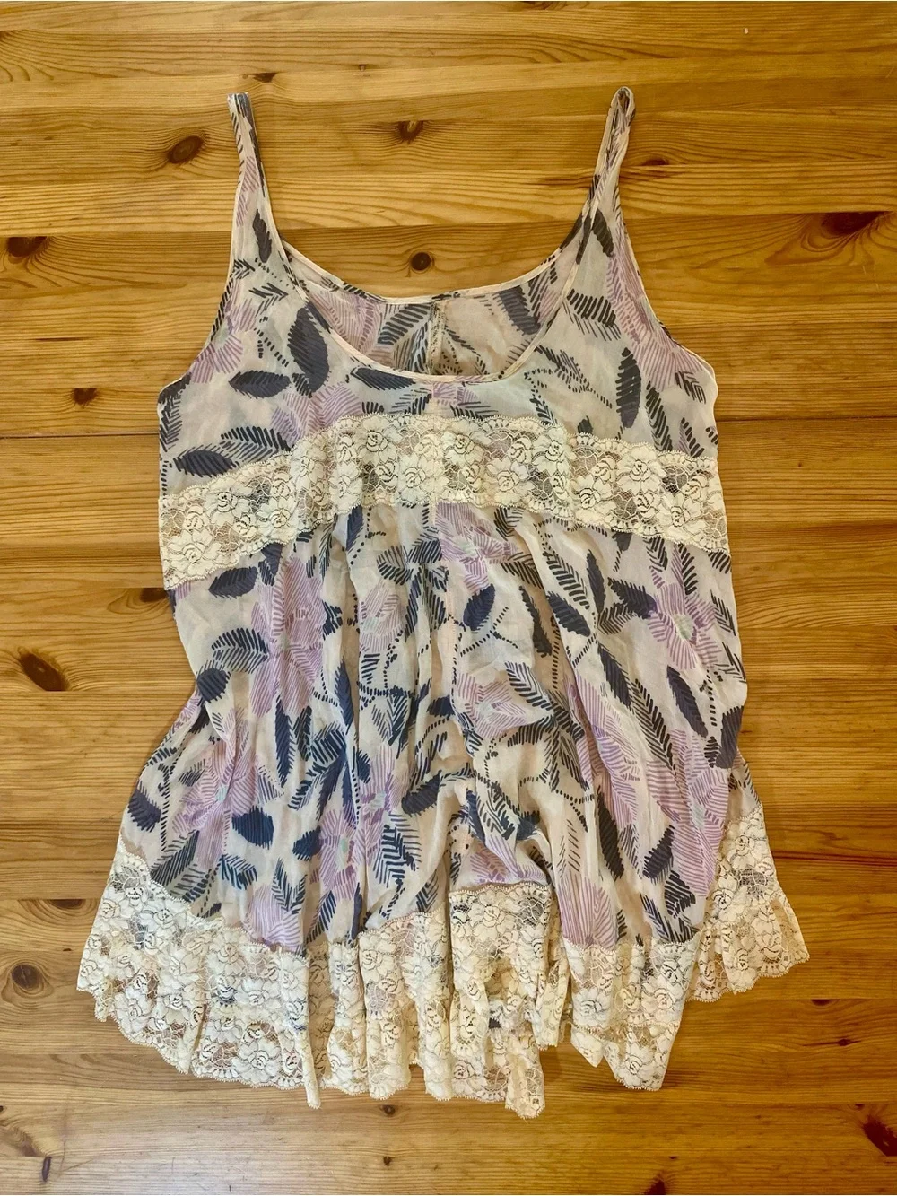 Free People Intimately She Swings Slip Dress Boho Fairy Neutral Combo Size Small